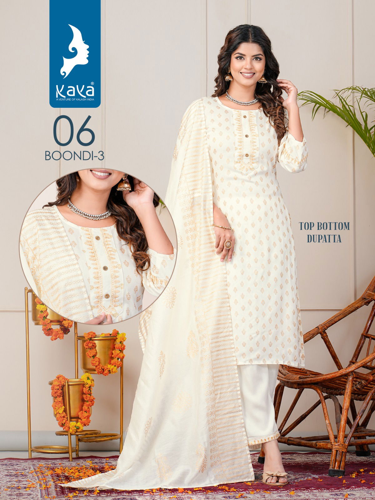 Boondi 3 By Kaya Straight Cut Rayon Printed Kurti With Bottom Dupatta Wholesale Shop In Surat